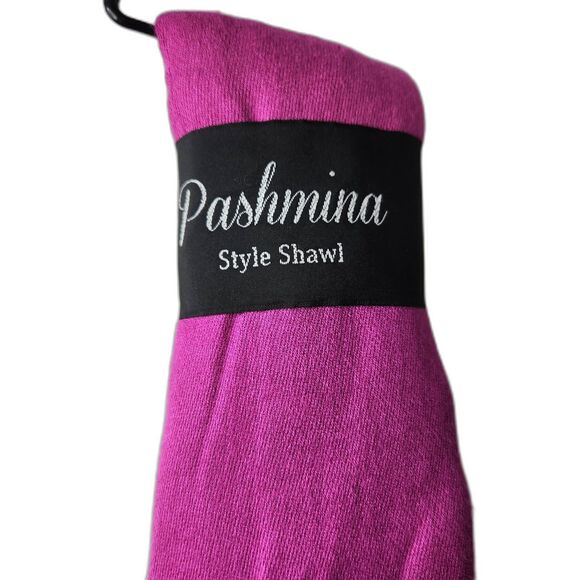 Pashmina Style Wrap Shawl Fuchsia Pink 100% Viscose New Unworn Boho Chic Scarf - Picture 2 of 5